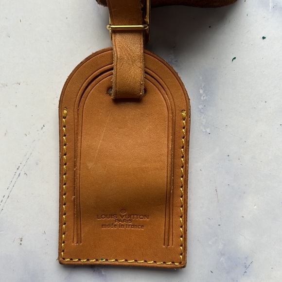 Authentic Louis Vuitton Vachetta Leather Luggage Tag with Buckle Strap - Picture 2 of 9